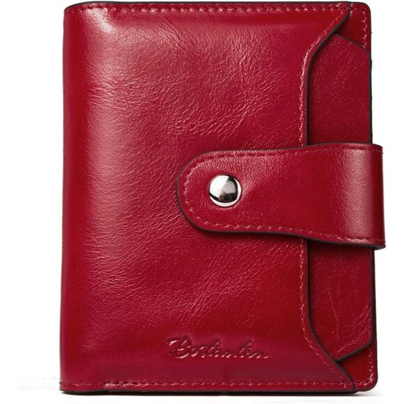 Handbags - Women Leather Wallet RFID Blocking Small Bifold Zipper 1-a-wine red